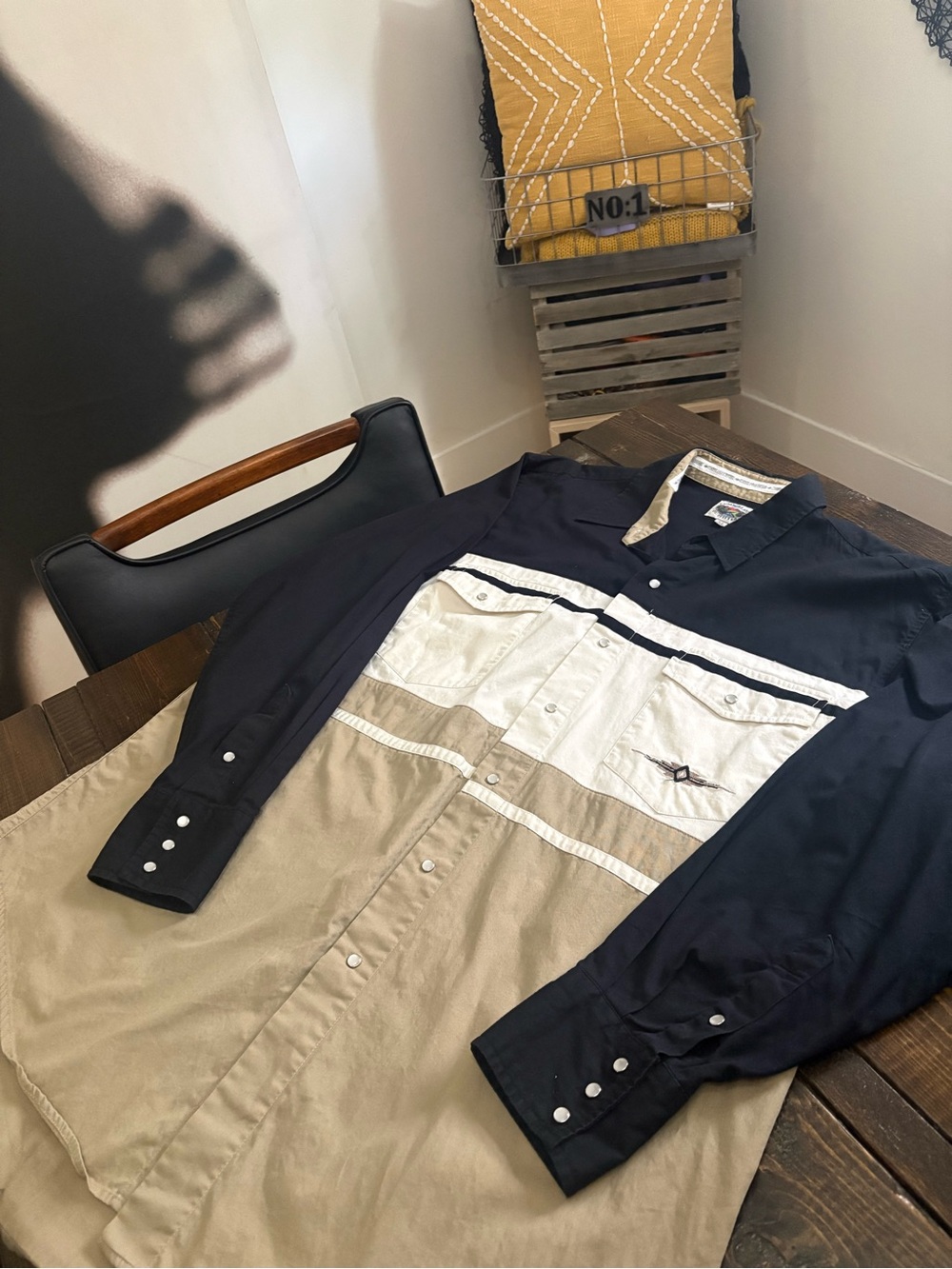 Vintage Cumberland Long-Sleeve Two-Tone Pearl Button Shirt
